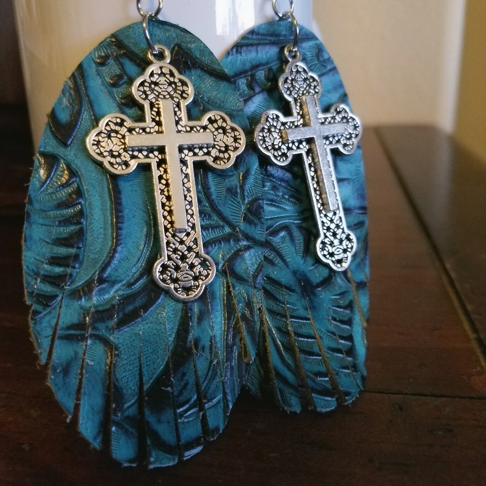 Handmade leather earrings